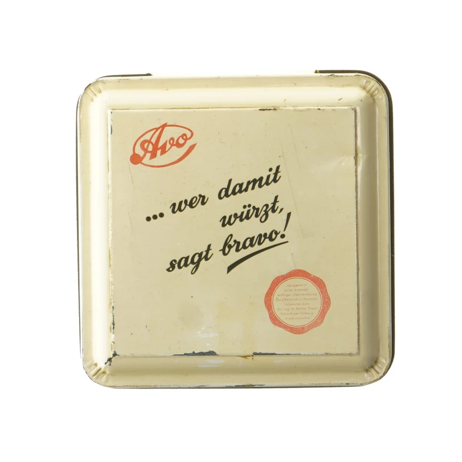 Retro dåse af metal fra AVO (str. 17x13x13 cm)