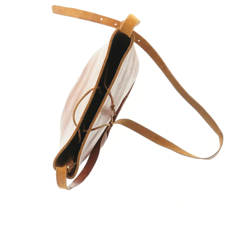 Brun læder skuldertaske (str. 26,5x21,5x10 cm)