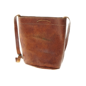 Brun læder skuldertaske (str. 26,5x21,5x10 cm)