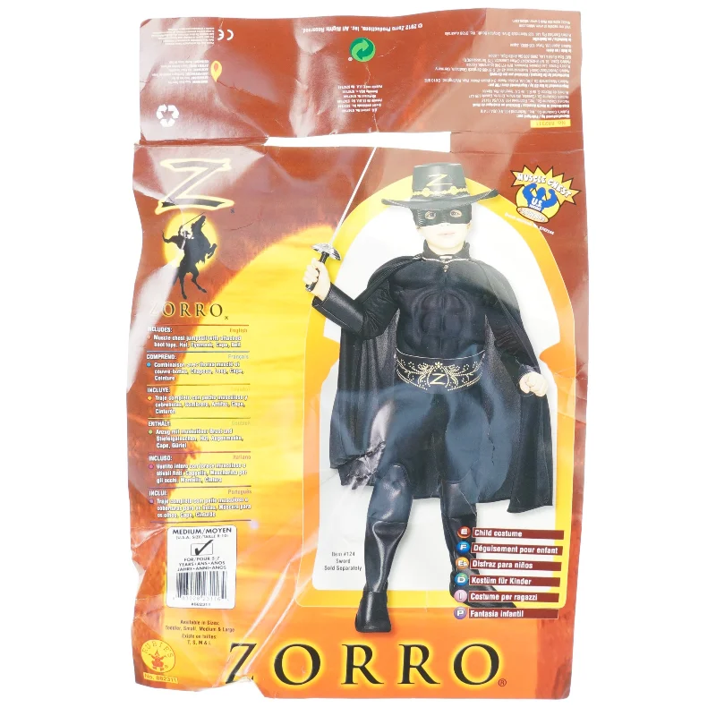 Zorro kostume (og ternet ninja) fra Er Ubi Es (str. Medium)