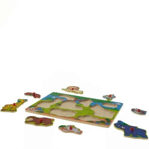 Knoppuslespil med dyr (str. 29,5x22 cm)