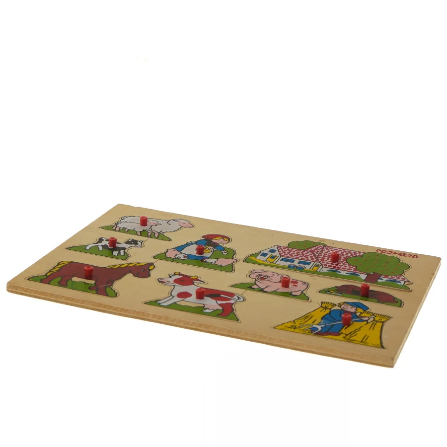 Træpuslespil med gårdmotiver (str. 29,5x21 cm)