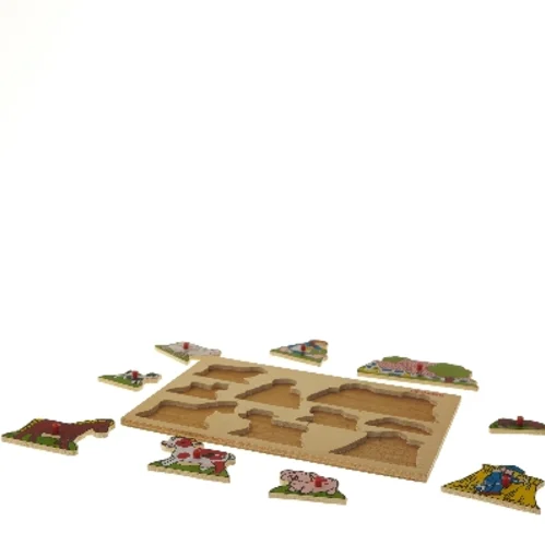Træpuslespil med gårdmotiver (str. 29,5x21 cm)