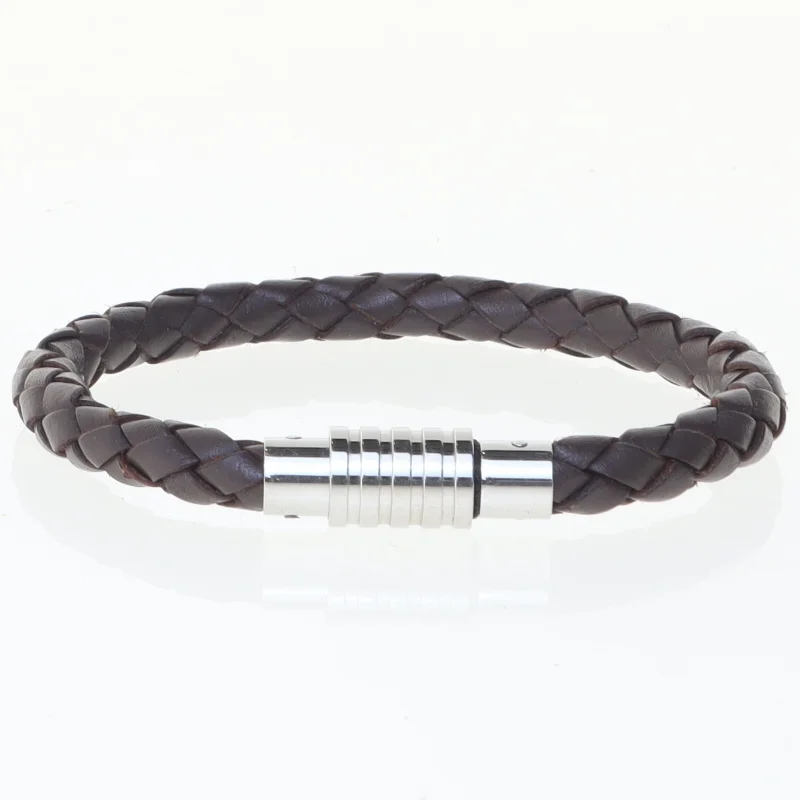 Læderarmbånd med magnetlås fra Kruse (str. Ø 7 cm)