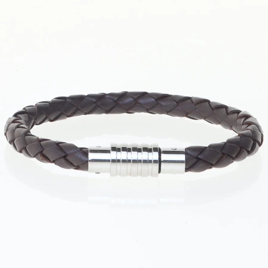 Læderarmbånd med magnetlås fra Kruse (str. Ø 7 cm)