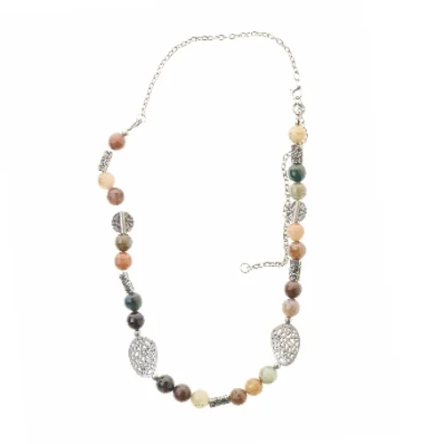 Lang halskæde med farvede perler (str. 75 cm)