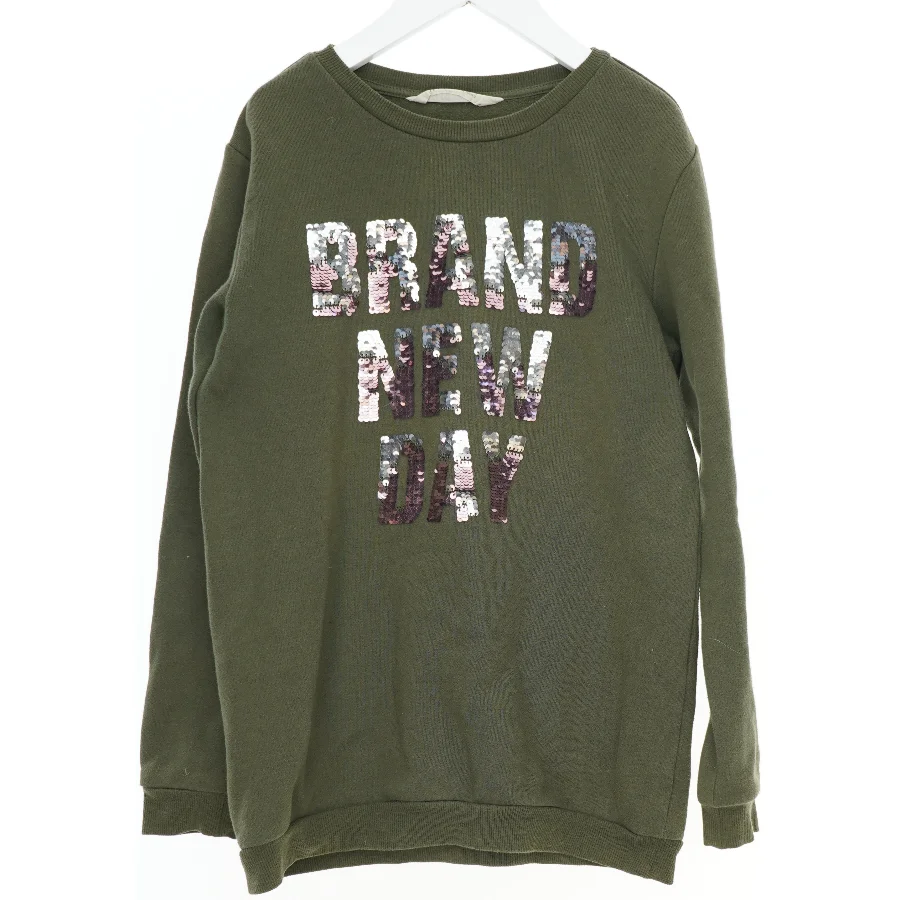 Grøn sweatshirt med palietter fra H&M (str. 146)
