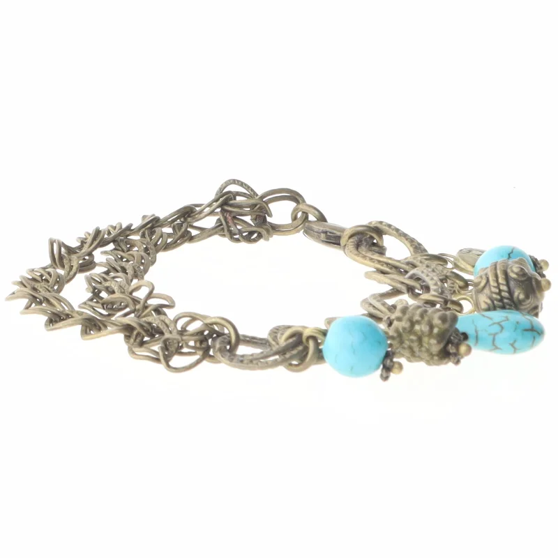 Armbånd med turkis vedhæng (str. 18 cm)