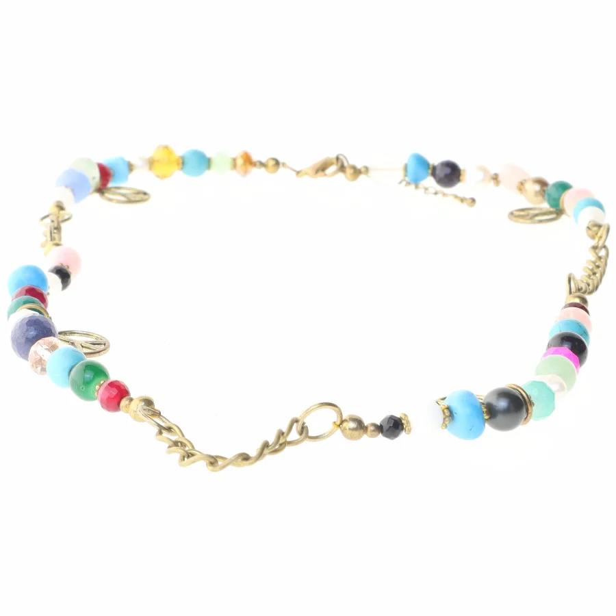 Halskæde med farvede perler (str. 60 cm)