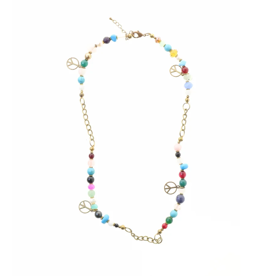 Halskæde med farvede perler (str. 60 cm)