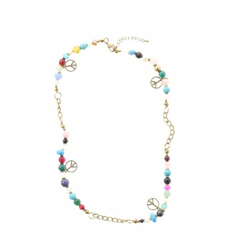 Halskæde med farvede perler (str. 60 cm)