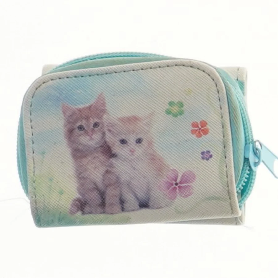 Pung med kattemotiv (str. 10x8 cm)