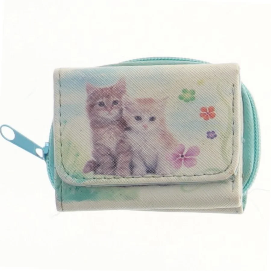 Pung med kattemotiv (str. 10x8 cm)