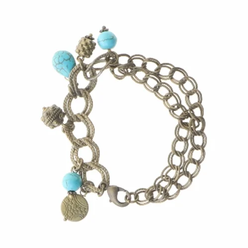 Armbånd med tyrkis vedhæng (str. 19 cm)