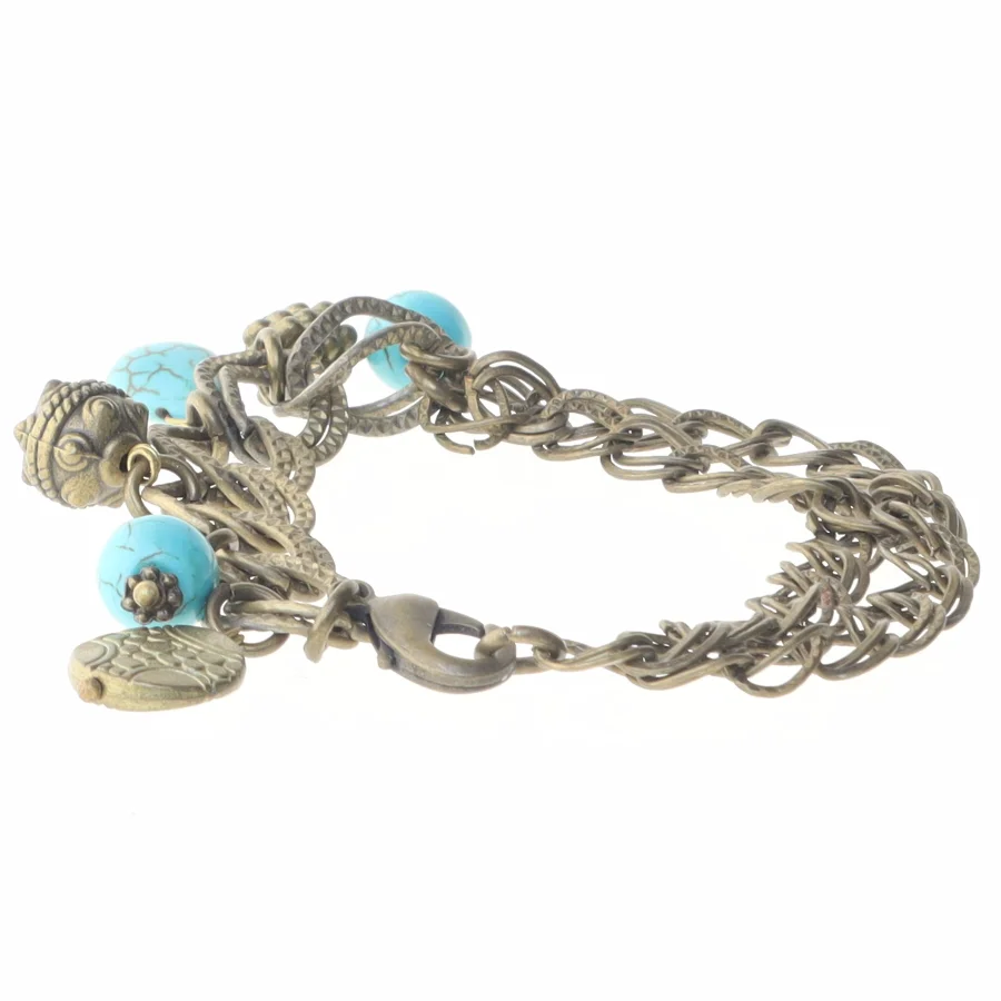 Armbånd med tyrkis vedhæng (str. 19 cm)