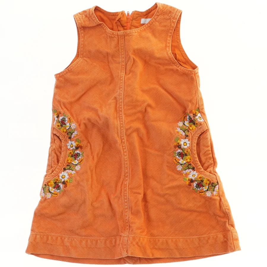 Orange kjole med blomsterbroderi fra H&M (str. 104)