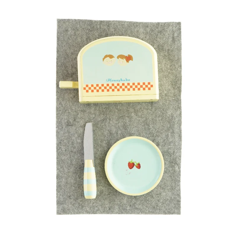 Legetøjs brødrister med tallerken og kniv fra Le Toy Van 