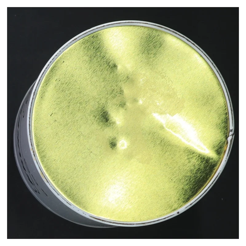 Hvid metal dåse med tekst (str. Ø 11 cm længde 15 cm) fra Irma