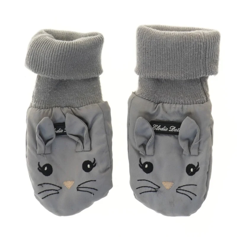 Grå baby vanter med musemotiv fra Elodie Details (str. 16 cm)