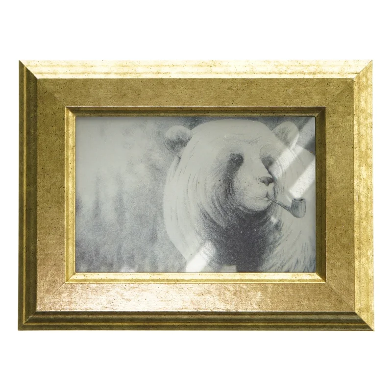 Indrammet billede med bjørn (str. 21x16 cm)