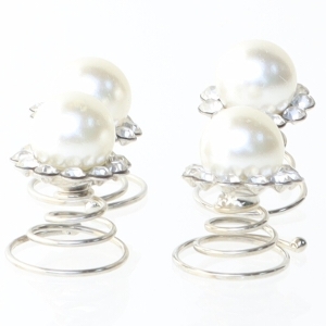 Perle dekorationer med sølvfarvede sten (str. 2 cm, 4 styk cm)