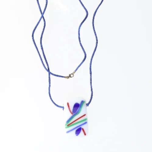 Glasvedhæng halskæde (str. 90 cm)