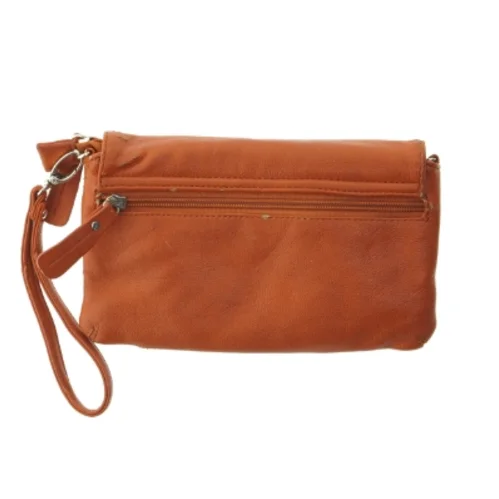 Orange clutch i læder fra Puccini (str. 15x23x1 cm)