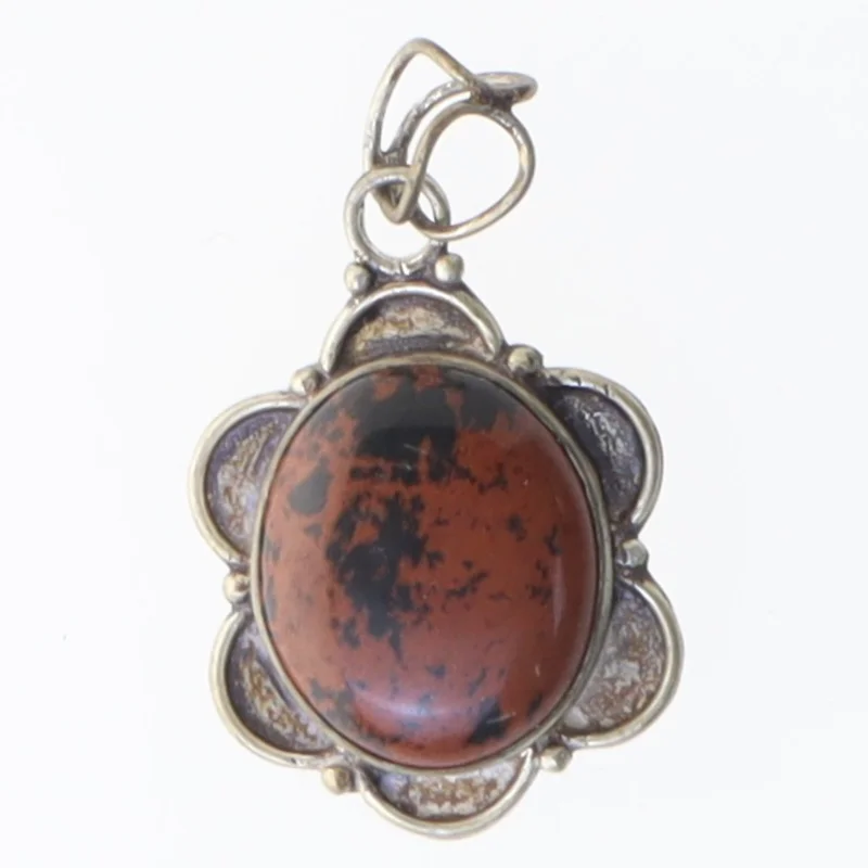 Sølvvedhæng med sten (str. 4 cm)