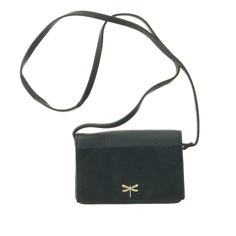 Sort skuldertaske med gulddetalje fra H&M (str. 11x17x4 cm)