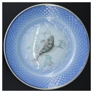 Sæt af 4 tallerkener med fiskemotiv fra B&G (str. 4 styk. ø. 25 cm)