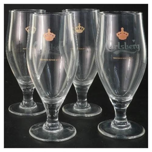 Ølglas, 4 stk. fra Carlsberg (str. 4 stk Ø 6 cm længde 17 cm)