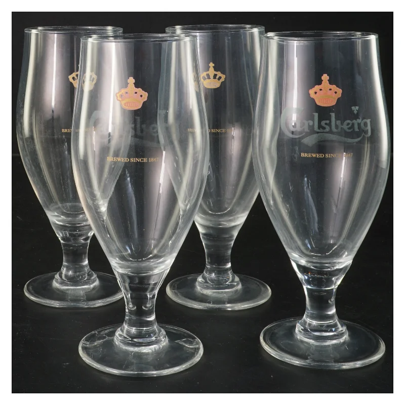 Ølglas, 4 stk. fra Carlsberg (str. 4 stk Ø 6 cm længde 17 cm)
