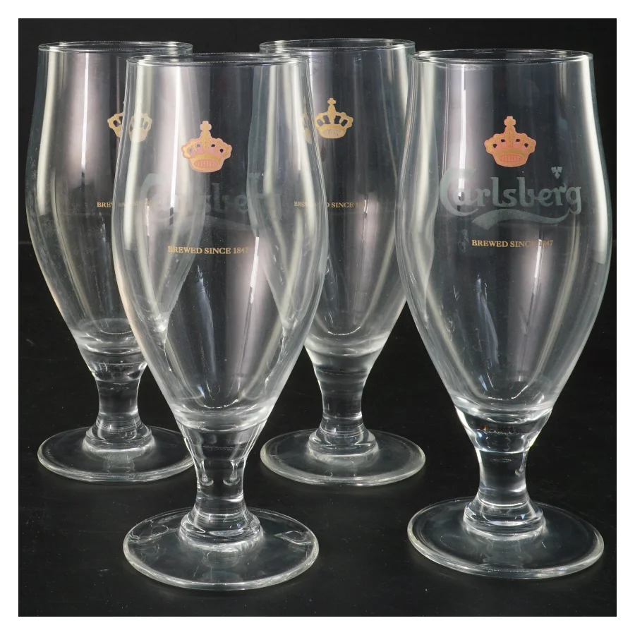Ølglas, 4 stk. fra Carlsberg (str. 4 stk Ø 6 cm længde 17 cm)