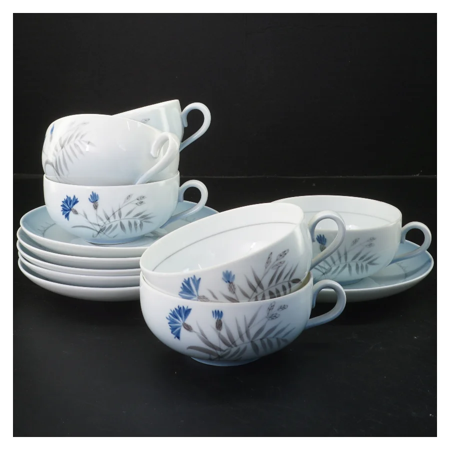 Bing & Grøndahl Kornblomst tekopper (6 stk Ø 10,5 & 16 cm)
