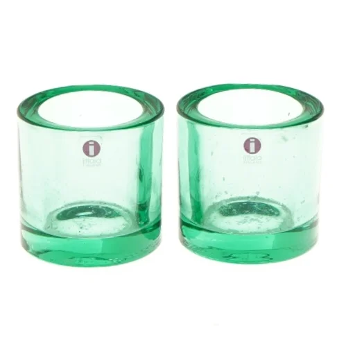 Grønne glaslysestager fra Iittala (str. 6x6 cm)