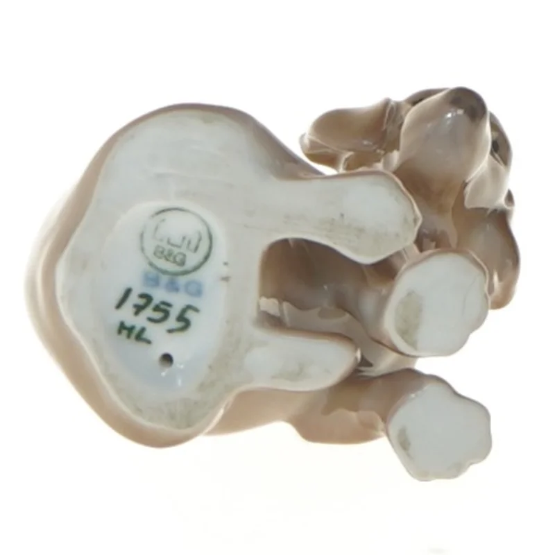 Porcelænsfigur af hund fra Bing & Grøndahl (str. 5,5x6x8 cm)