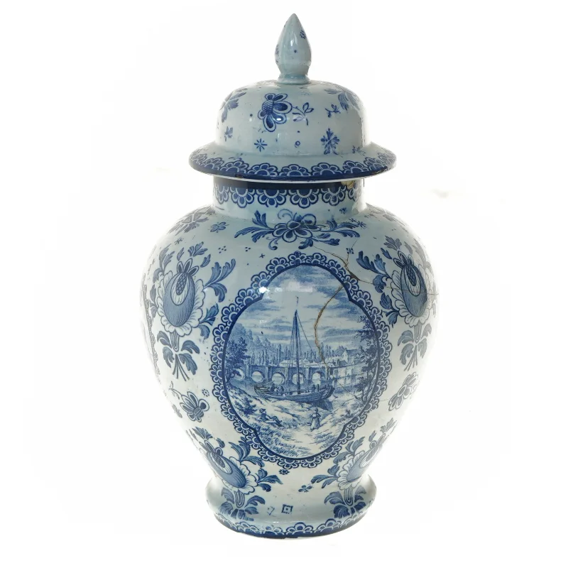 Porcelænskrukke med låg (str. 27x16 cm)