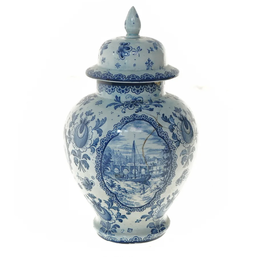 Porcelænskrukke med låg (str. 27x16 cm)